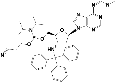 Adenosine, 2',3'-dideoxy-N -[(dimethylamino)methylene]-3'-[(triphenylmethyl)amino]-,5'-cyanoethyl -N,N-diisopropylphosphoramidite